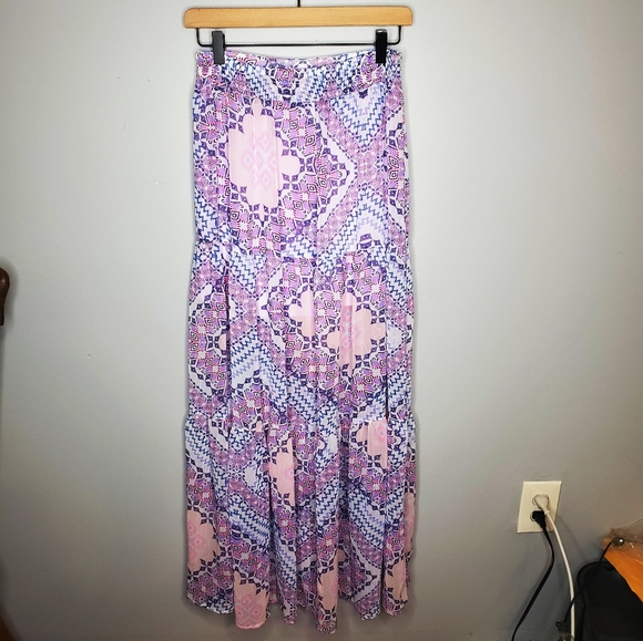 SOLD Express Boho Maxi Skirt Tapestry Print Purple S - Picture 5 of 16